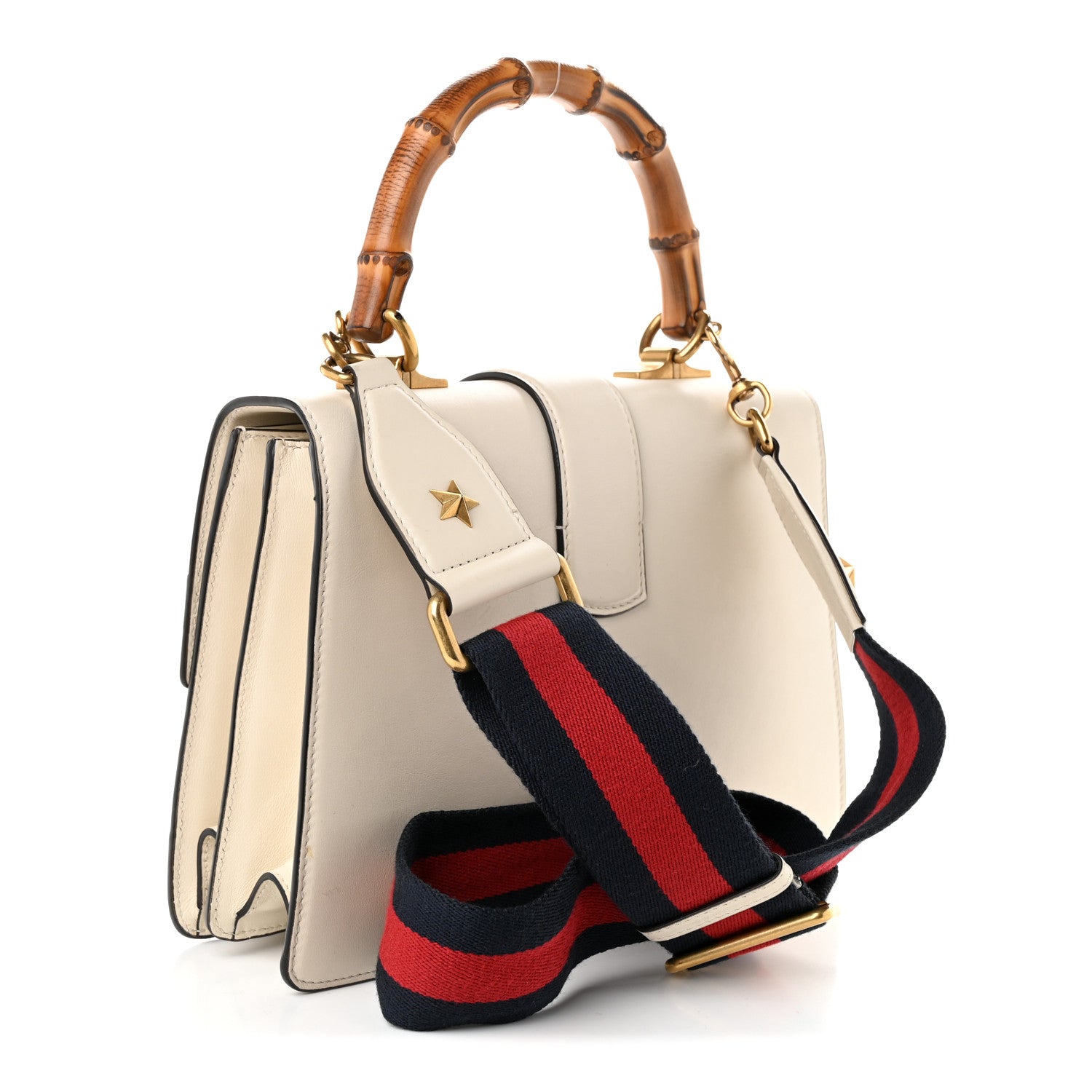 Gucci Calfskin Bamboo Web Medium Dionysus Top Handle Bag White Blue Hibiscus Red 3 of 12
