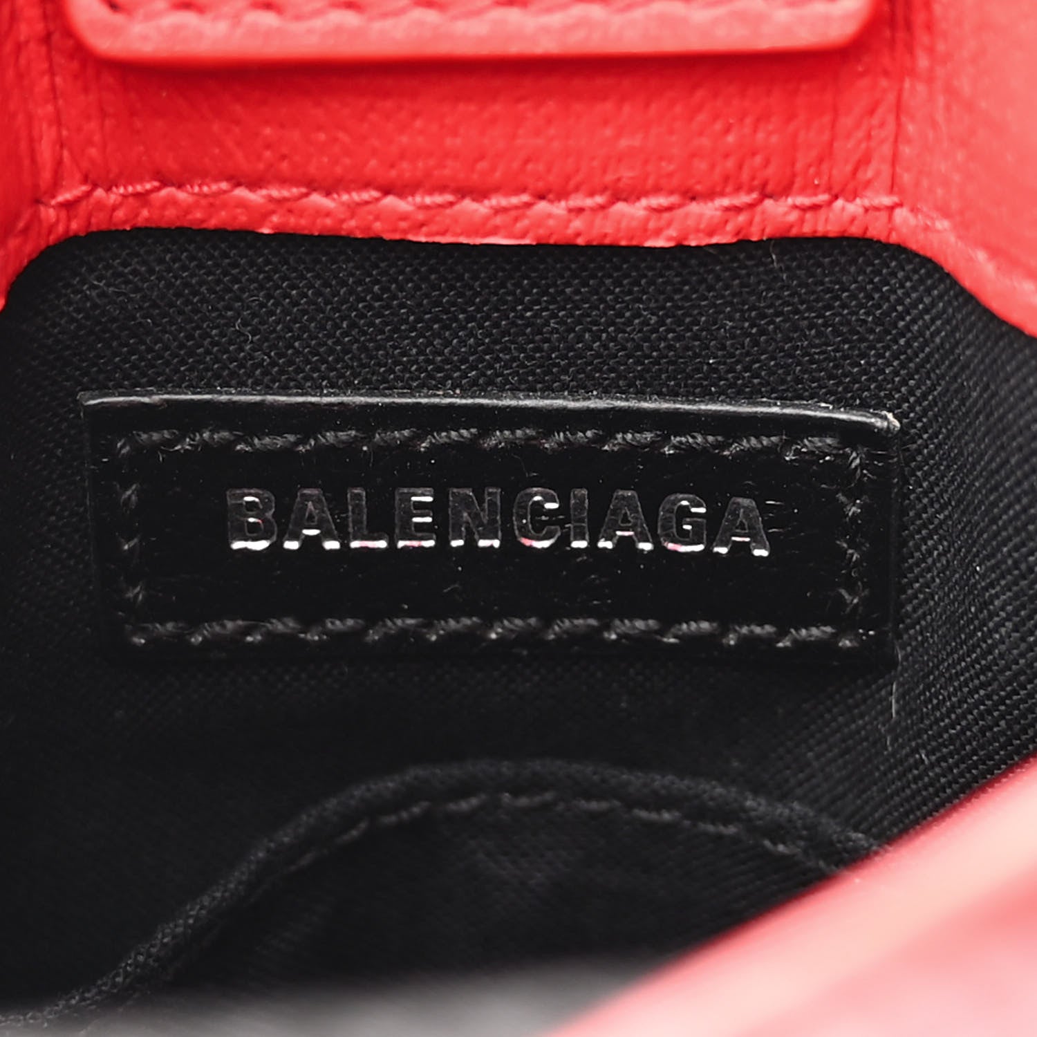 Balenciaga Squared Calfskin Logo Shopping Phone Holder Bag Red 6 of 9