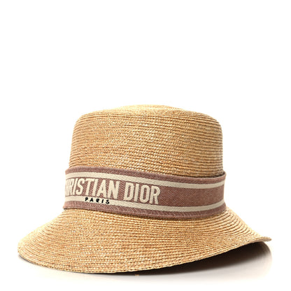 Christian Dior Straw Bucket Hat 58 Natural Rose Des Vents 1 of 7