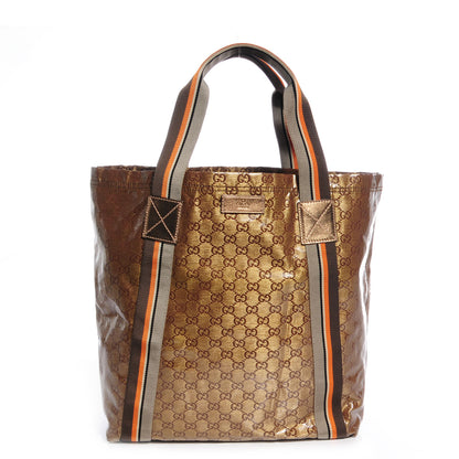 Gucci Crystal Monogram Medium Web Handle Vertical Tote Bronze 1 of 8