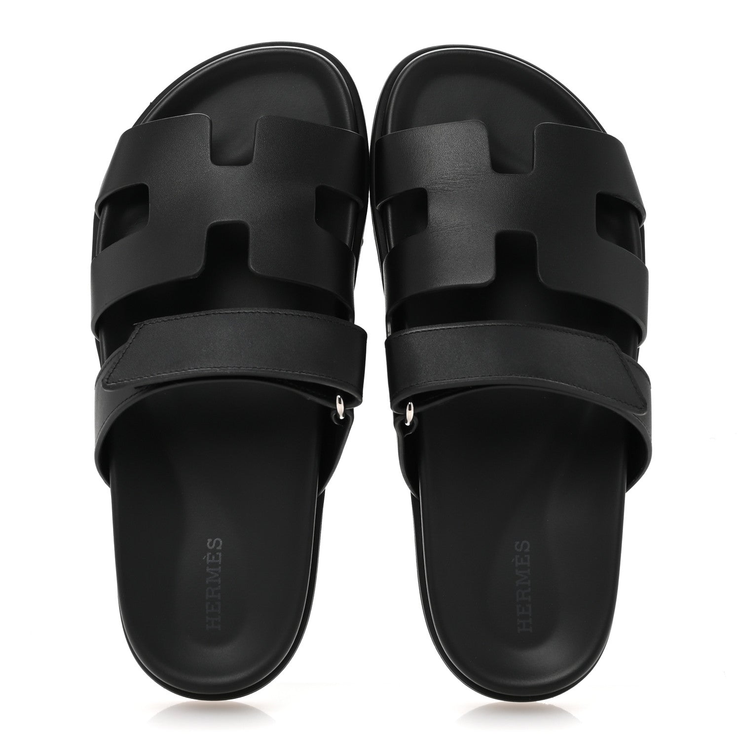 Hermes Calfskin Womens Chypre Sandals 38 Black 2 of 10