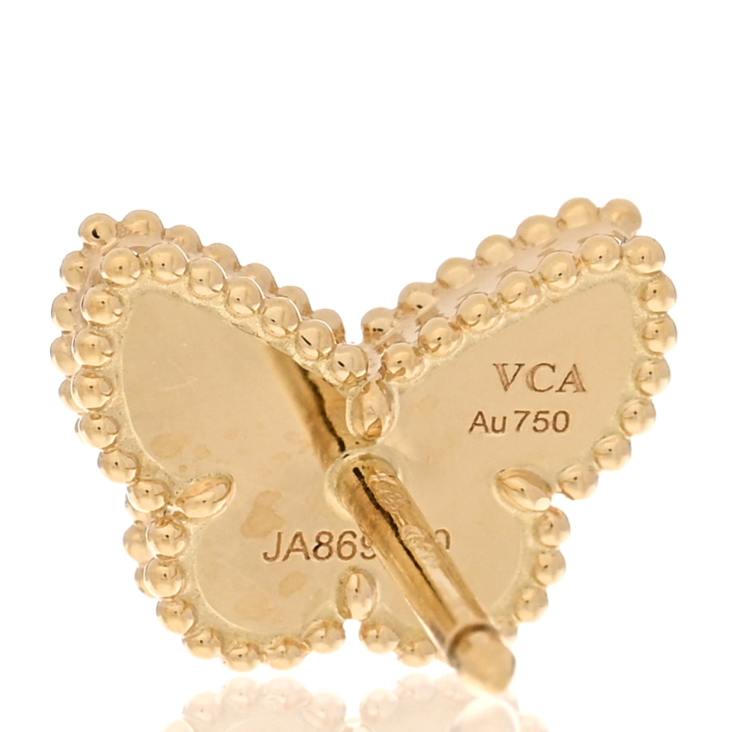Van Cleef & Arpels 18K Yellow Gold Mother of Pearl Sweet Alhambra Butterfly Earrings 4 of 5