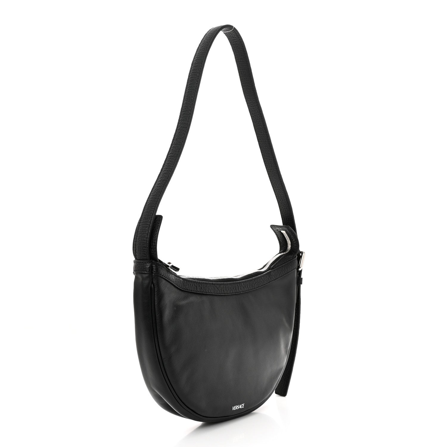 Versace Calfskin Small Repeat Zip Hobo Black 3 of 10
