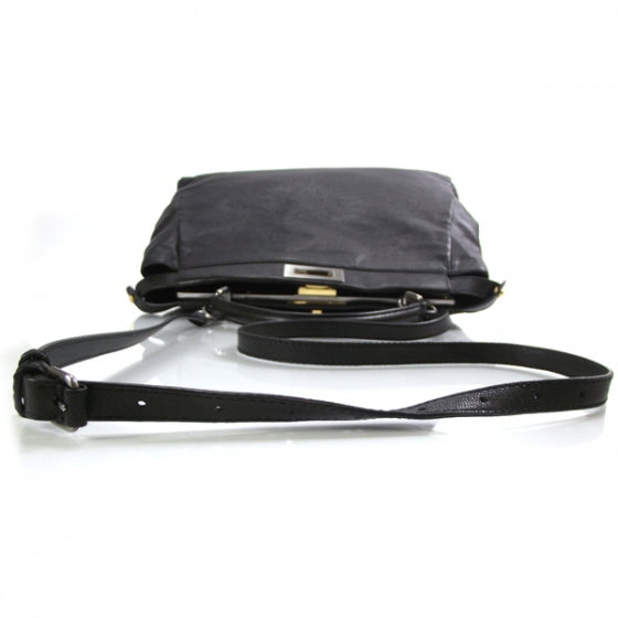 Goatskin Large Peekaboo Iconic Satchel Black