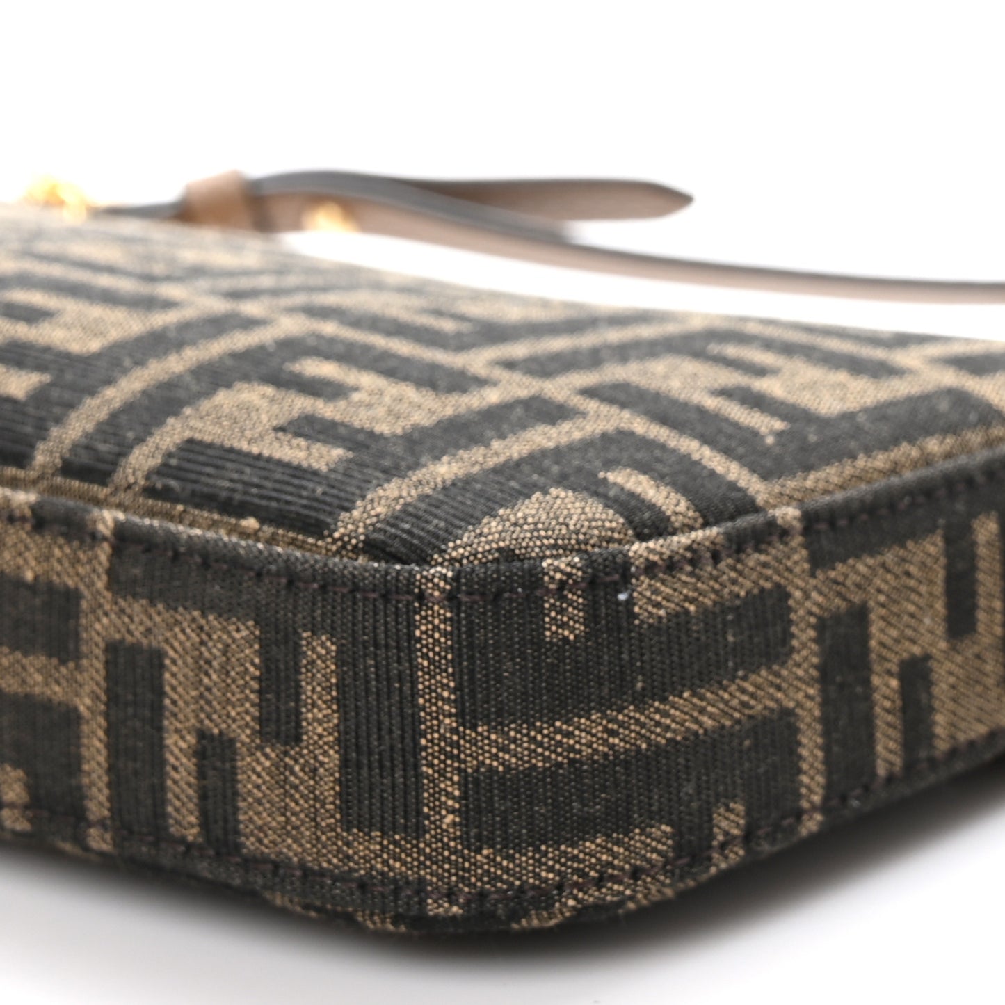 Fabric Jacquard Vitello Grace FF 1974 Baguette Pouch Tobacco Moro Sand