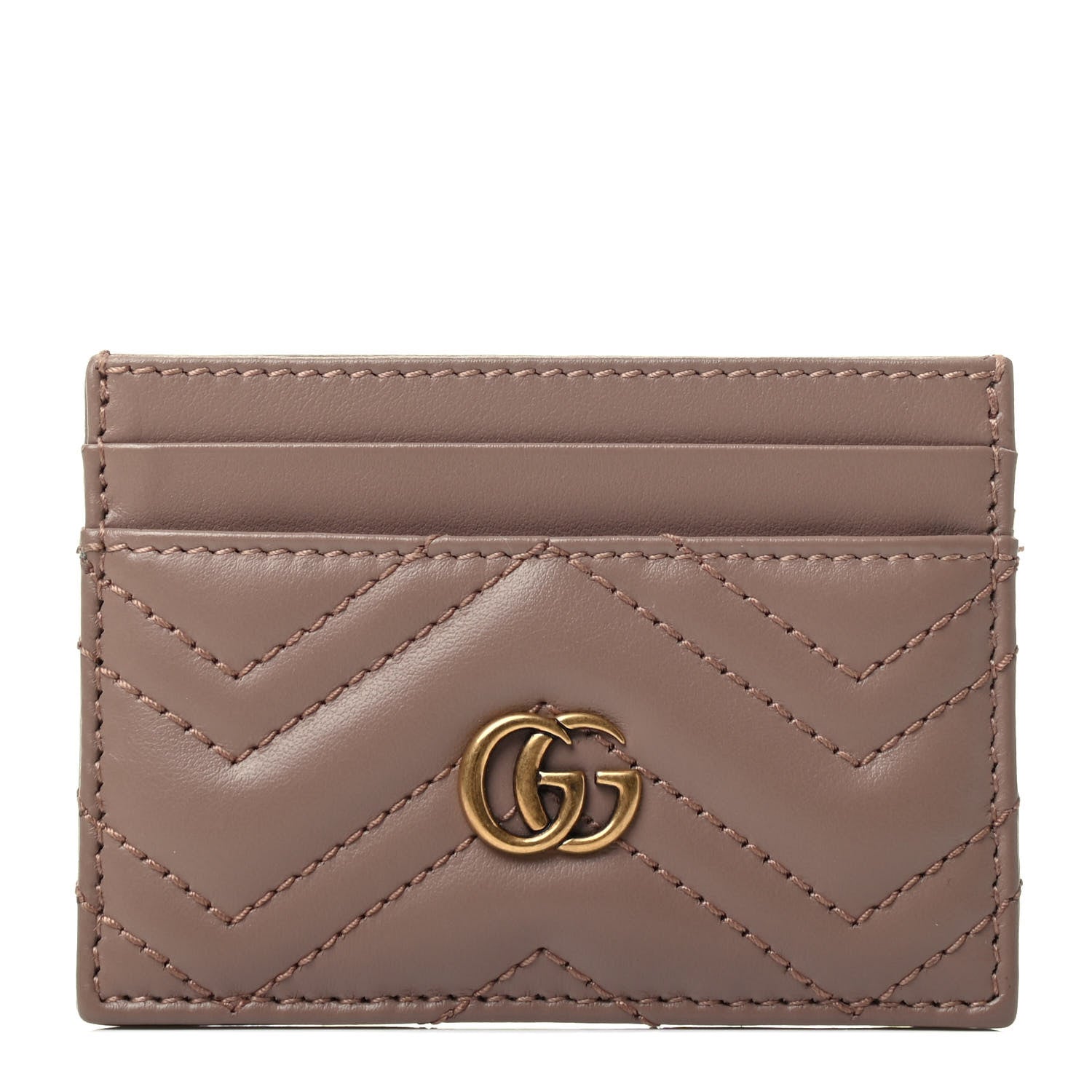 Gucci Calfskin Matelasse GG Marmont Card Holder Porcelain Rose 1 of 4
