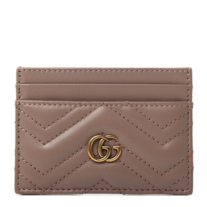 Gucci Calfskin Matelasse GG Marmont Card Holder Porcelain Rose 1 of 4