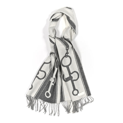 Cashmere Casaque Mors Muffler Ivoire Gris Flanelle