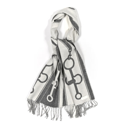 Hermes Cashmere Casaque Mors Muffler Ivoire Gris Flanelle 1 of 3