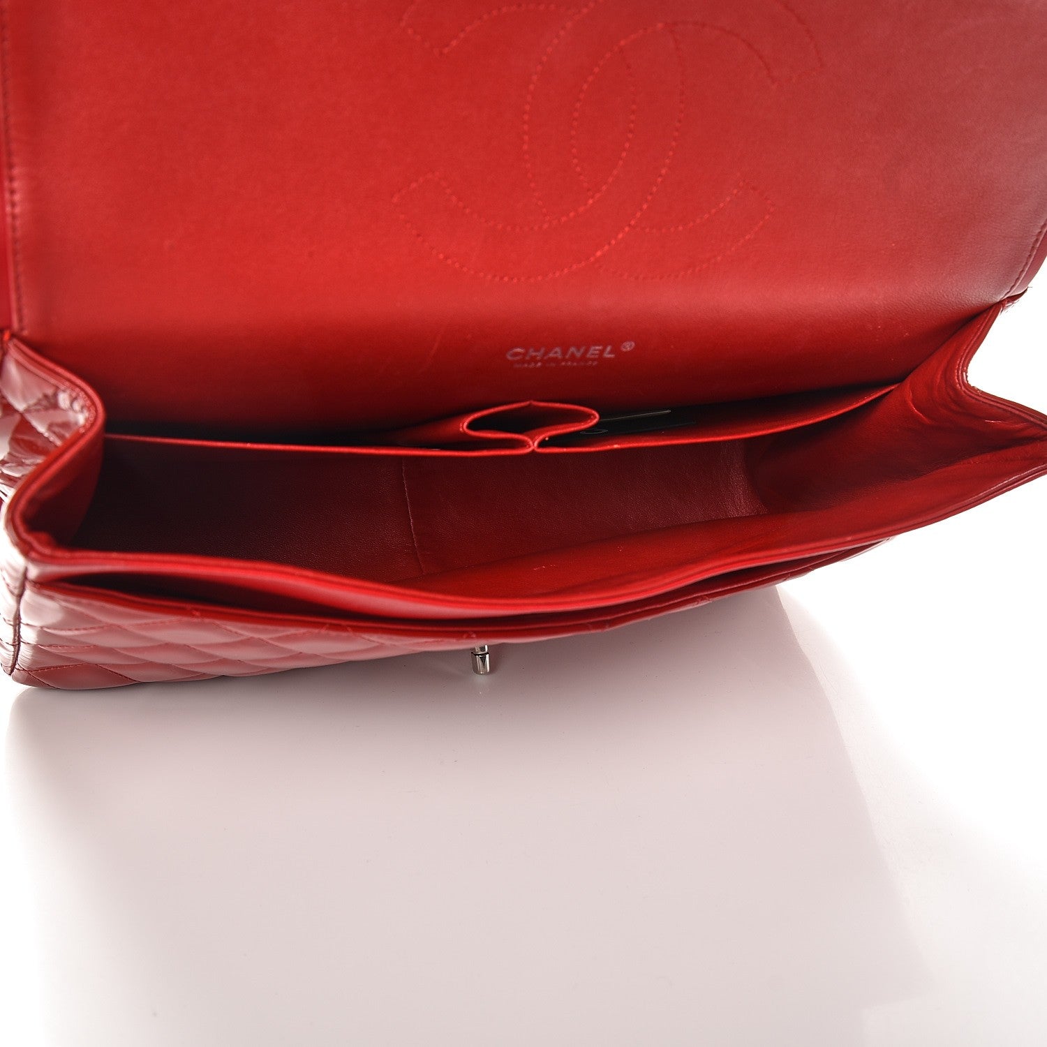 Chanel Patent Quilted Maxi Double Flap Red 6 of 12