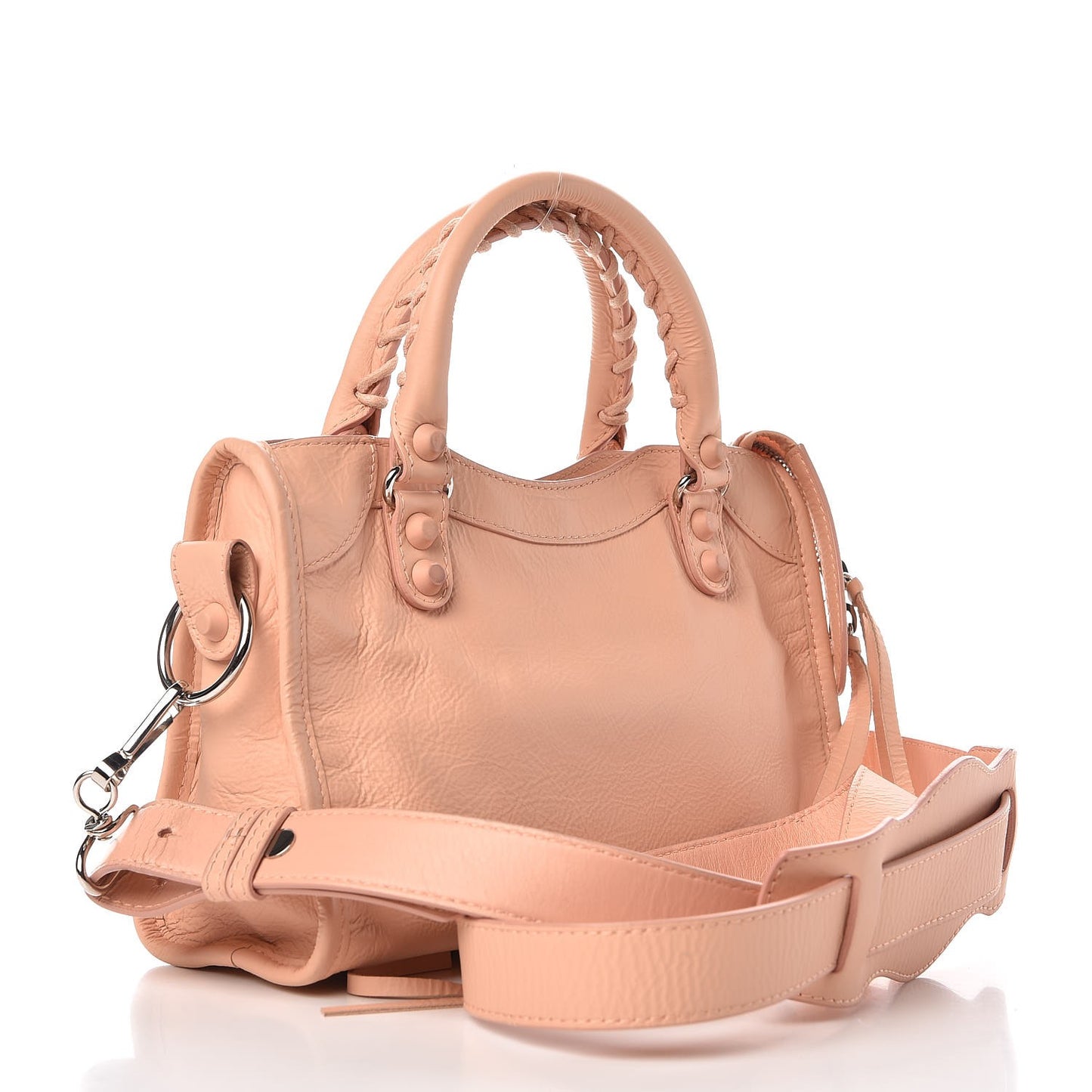 Matte Goatskin Rubber Covered Classic Hardware Mini City Rose Poudre
