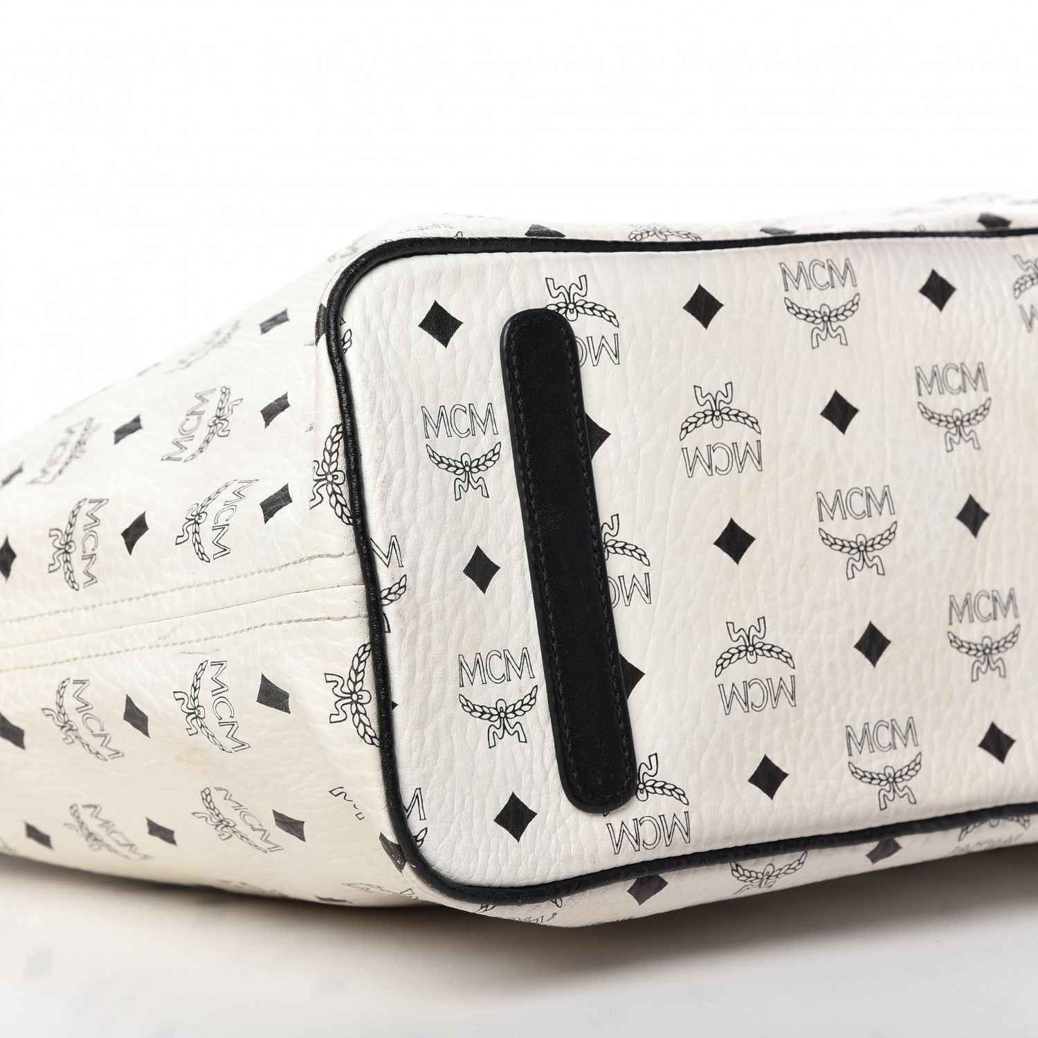MCM Visetos Medium Anya Zip Top Shopper Tote White 6 of 17