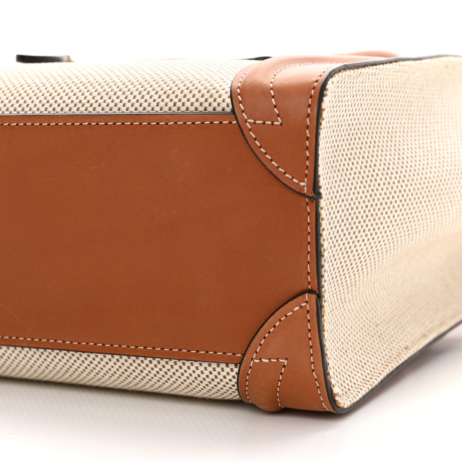Celine Textile Smooth Calfskin Nano Luggage Tan White 11 of 21