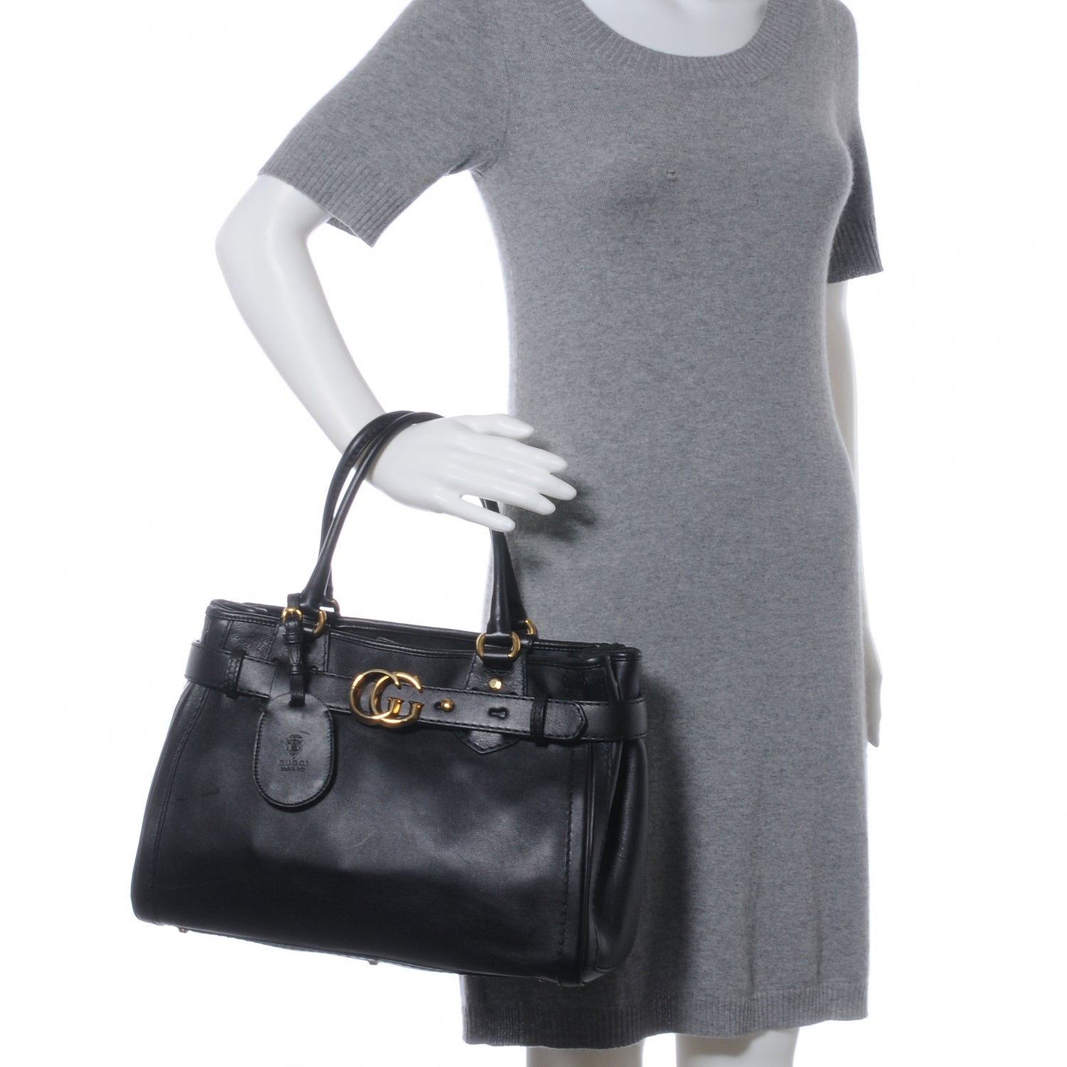 Gucci Leather Medium GG Running Tote Black 2 of 7