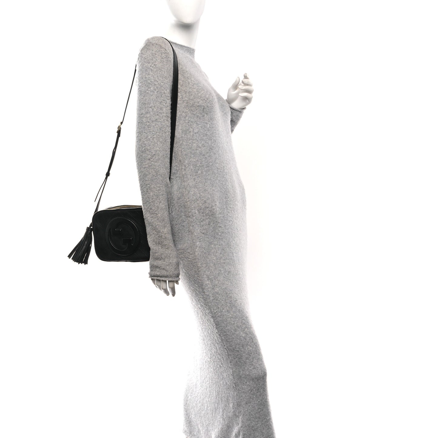Sakai Be Green Calfskin Diagonal Stitched Small Blondie Shoulder Bag Black