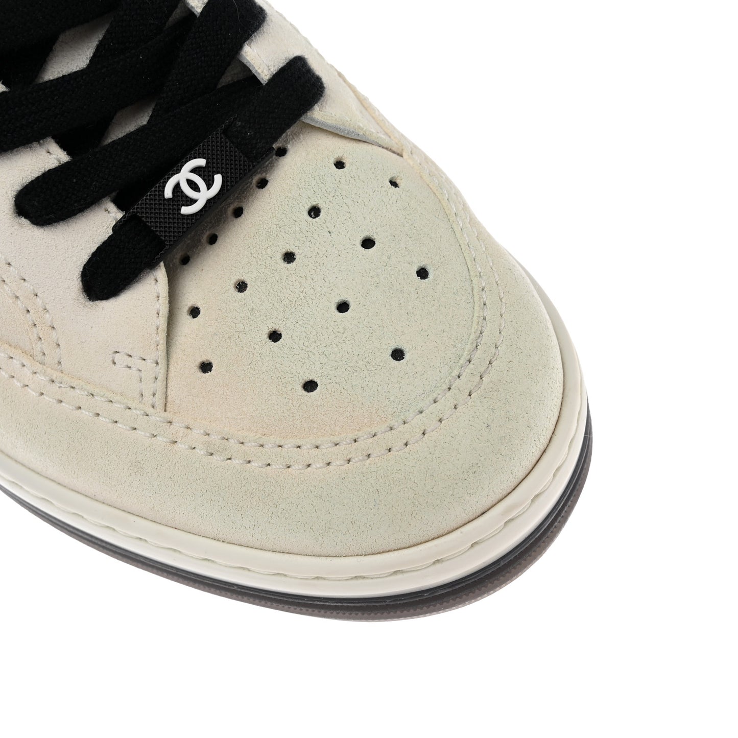 Suede Calfskin Logo Sneakers 39 Black White