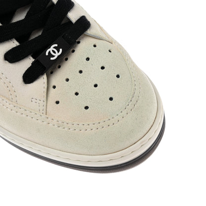 Chanel Suede Calfskin Logo Sneakers 39 Black White 13 of 16