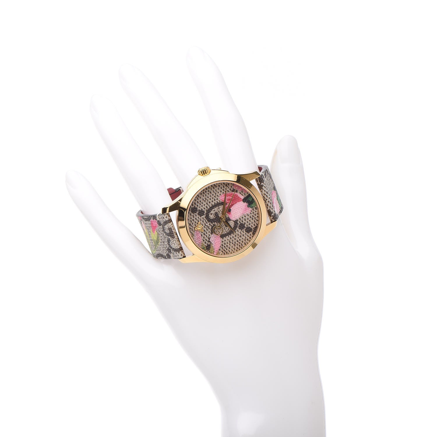 Gucci Stainless Steel Canvas 38mm G-Timeless Supreme GG Blooms Quartz Watch Brown 2 of 8