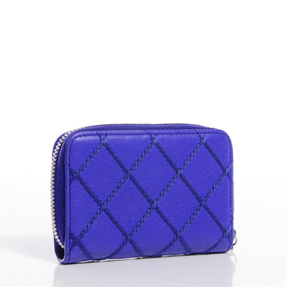 Chanel Calfskin Diamond Stitched Coin Purse Blue 3 of 8
