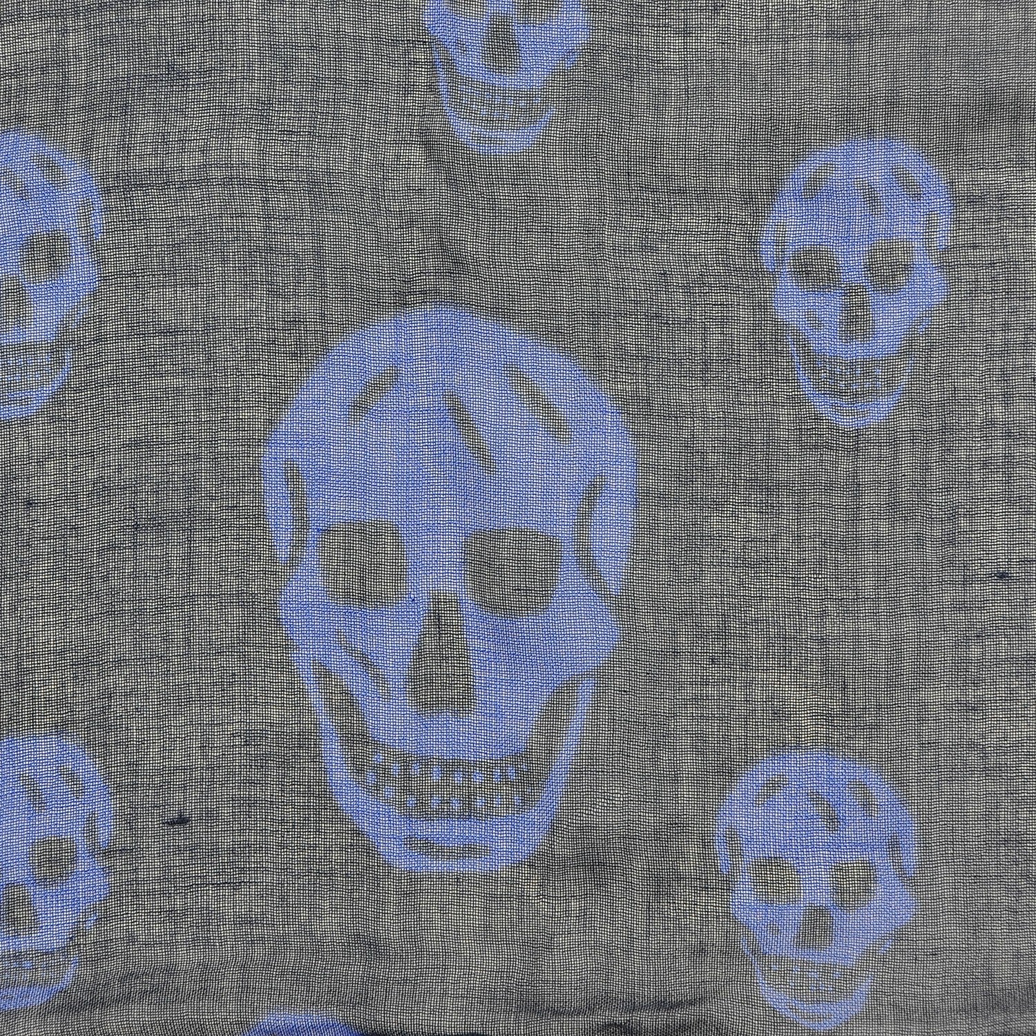 Alexander McQueen Modal Cashmere Skull Scarf Navy Royal Blue 3 of 6