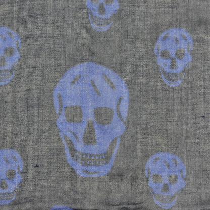 Alexander McQueen Modal Cashmere Skull Scarf Navy Royal Blue 3 of 6
