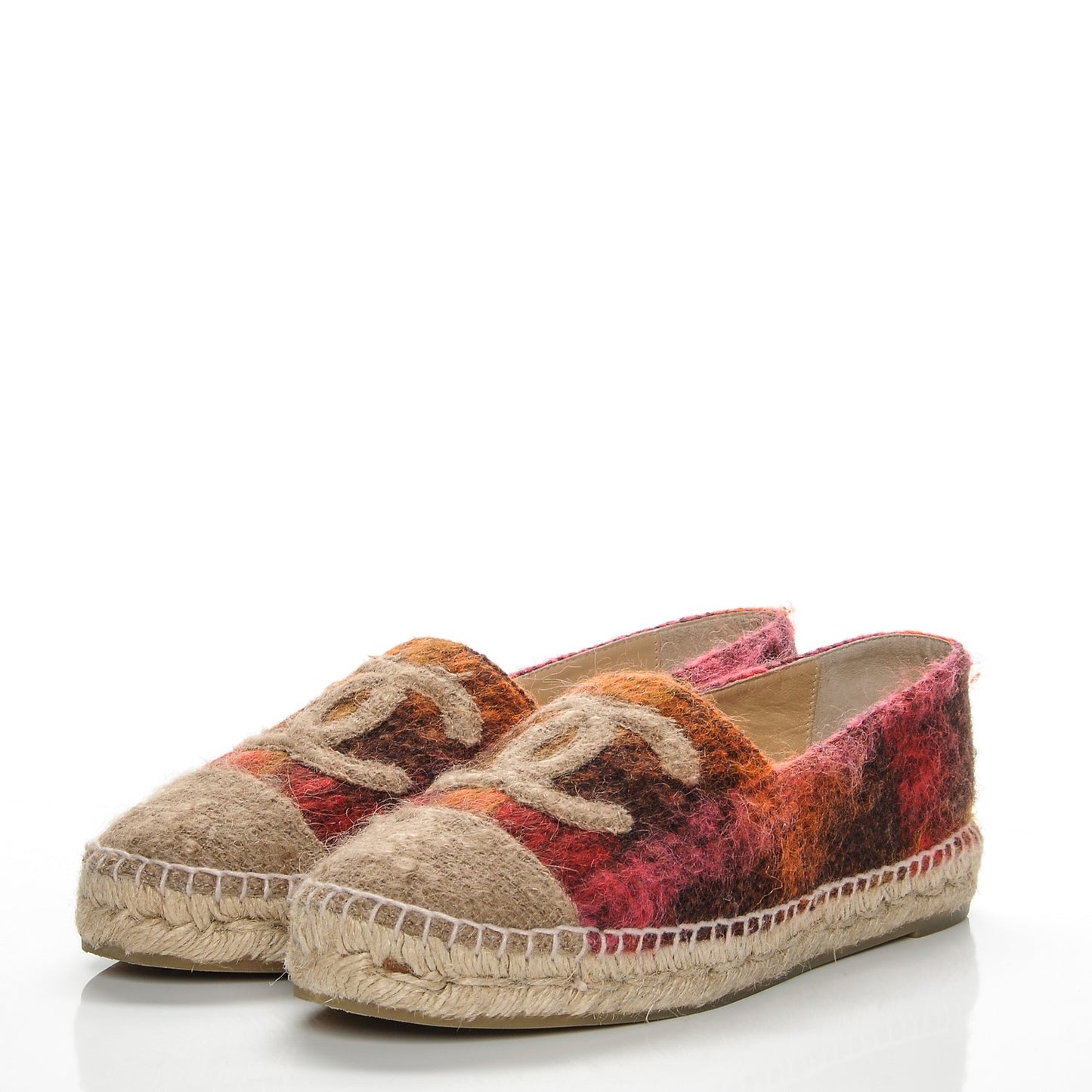 Tweed CC Espadrilles 39 Brown Pink Beige