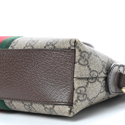 Gucci GG Supreme Monogram Textured Dollar Calfskin Web Small Ophidia Dome Shoulder Bag Beige Ebony New Acero 7 of 9