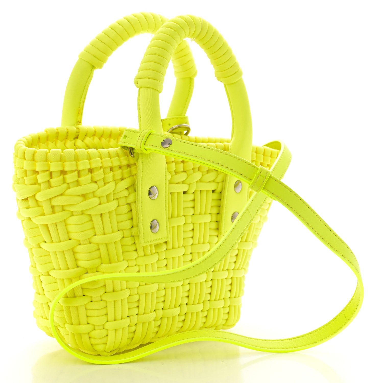 Balenciaga Faux Calfskin XXS Bistro Basket Fluo Yellow 2 of 14