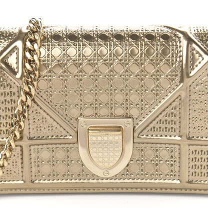 Christian Dior Metallic Patent Micro-Cannage Mini Diorama Flap Bag Gold 10 of 11