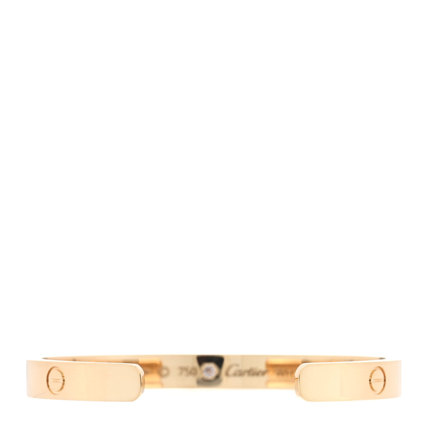 18K Yellow Gold 1 Diamond LOVE Cuff Bracelet 17