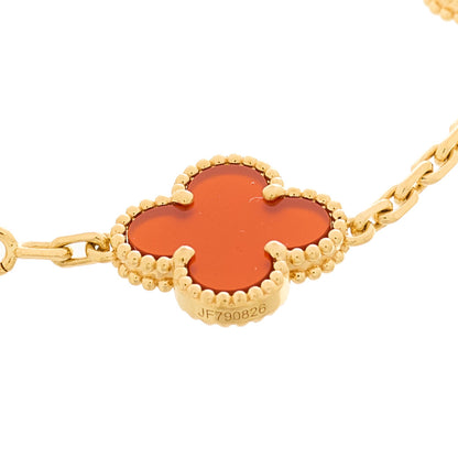 Van Cleef & Arpels 18K Yellow Gold Carnelian 5 Motifs Vintage Alhambra Bracelet 3 of 5