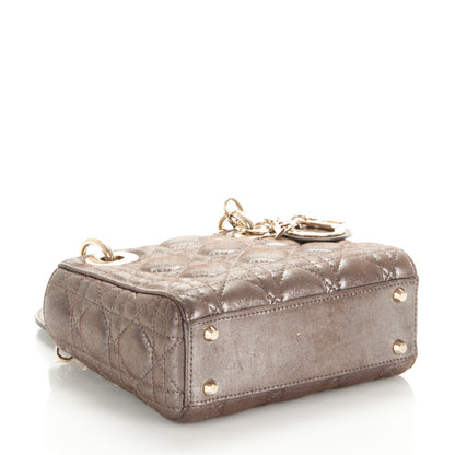 Christian Dior Metallic Calfskin Cannage Mini Lady Dior Brown 5 of 8
