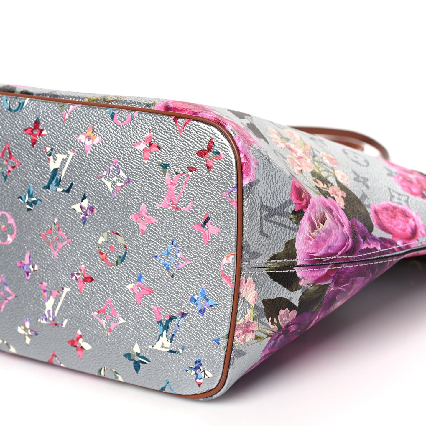 Metallic Monogram LV Garden Neverfull MM Silver