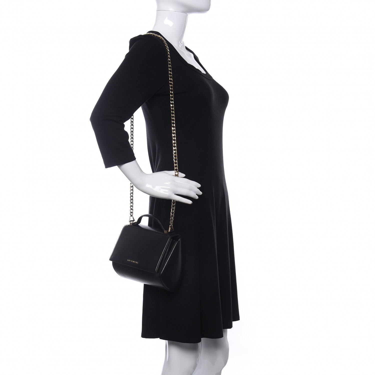 Givenchy Textured Calfskin Mini Pandora Box Chain Crossbody Bag Black 2 of 9