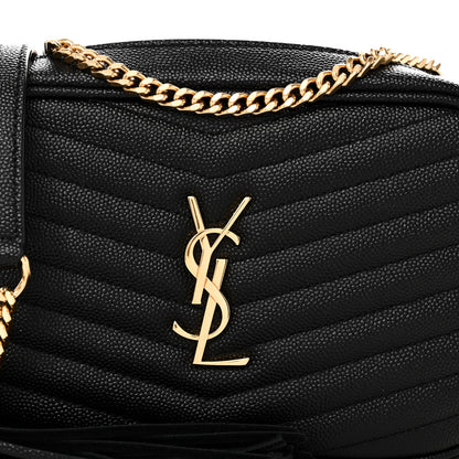 Saint Laurent Grain De Poudre Matelasse Monogram Mini Lou Camera Bag Black 8 of 10