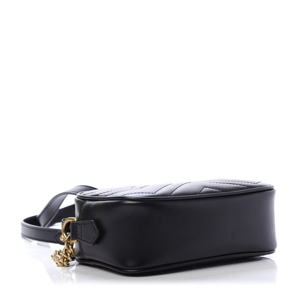 Gucci Calfskin Matelasse Mini GG Marmont Chain Shoulder Bag Black 4 of 12