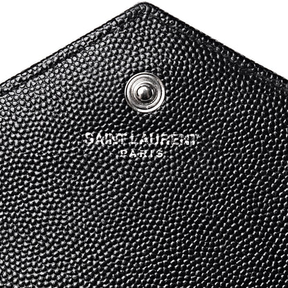 Saint Laurent Grain De Poudre Matelasse Chevron Monogram Chain Wallet Black 7 of 10
