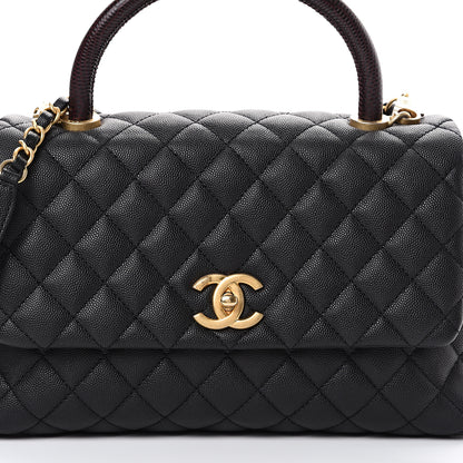 Chanel Caviar Lizard Embossed Quilted Small Coco Handle Flap Black 7 of 11