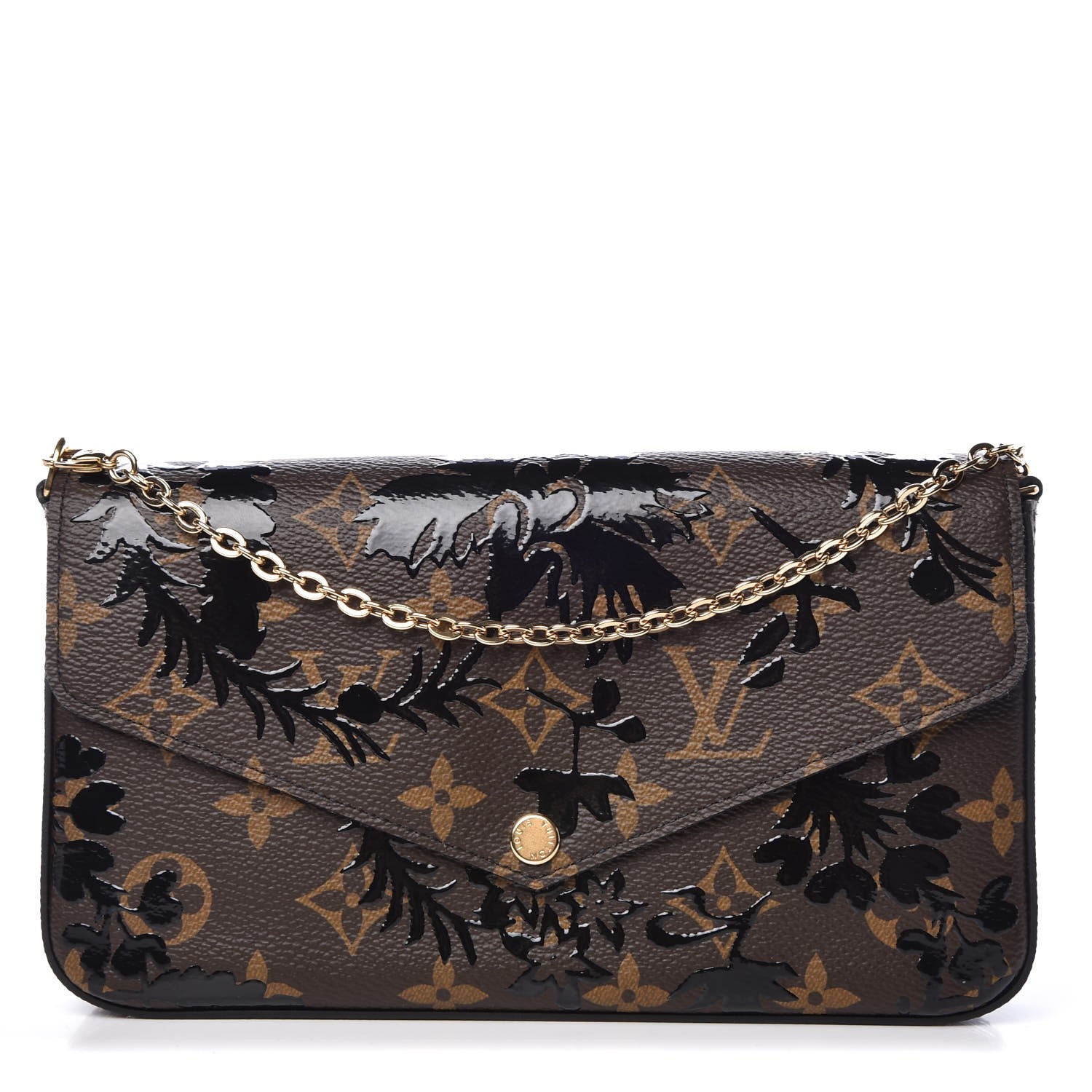 Louis Vuitton Monogram Blossom Pochette Felicie Chain Wallet Black 1 of 11