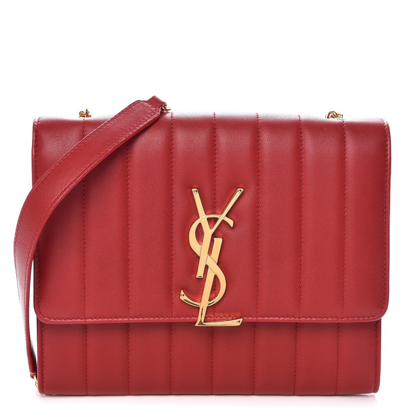 Lambskin Matelasse Monogram Vicky Chain Wallet Rouge Eros