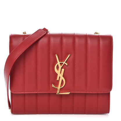 Saint Laurent Lambskin Matelasse Monogram Vicky Chain Wallet Rouge Eros 1 of 10