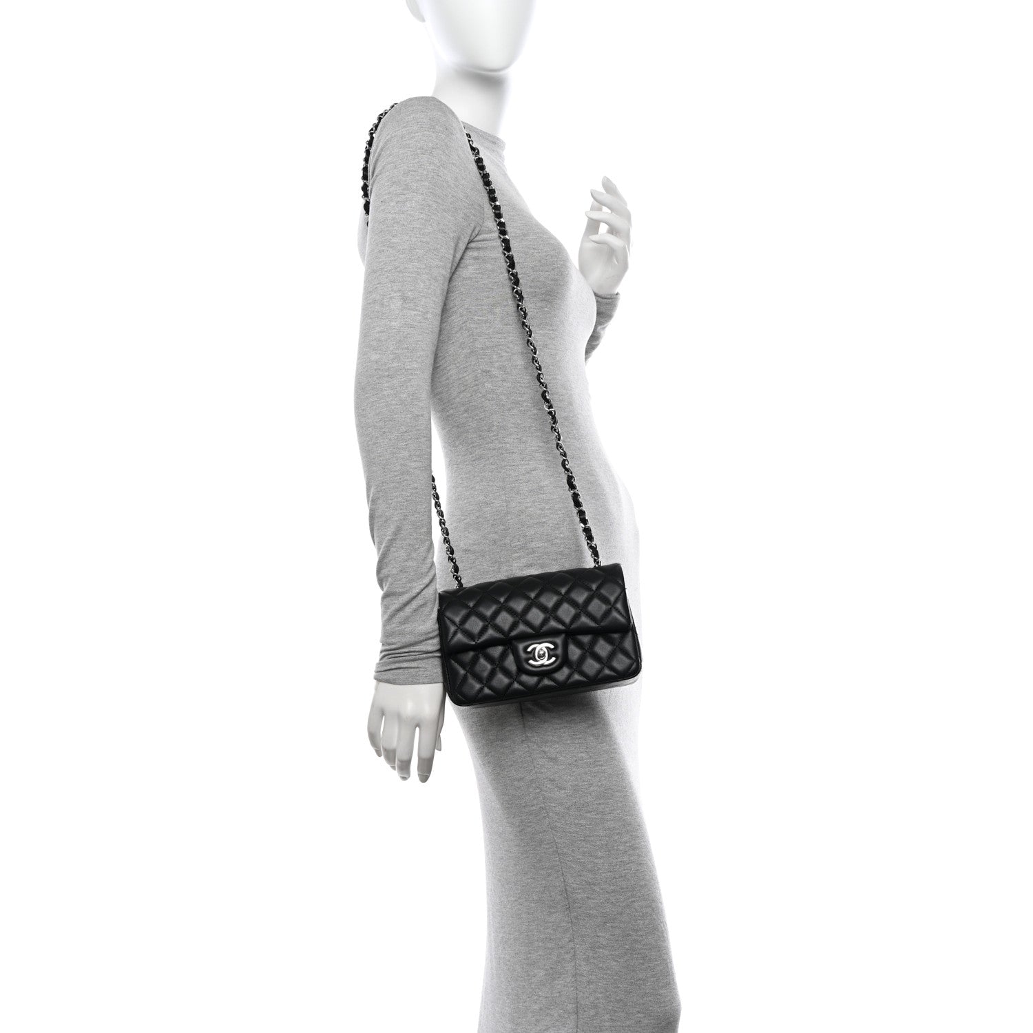 Chanel Lambskin Quilted Mini Rectangular Flap Black 2 of 11