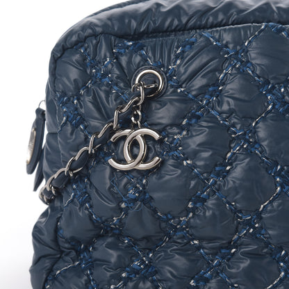 Chanel Nylon Quilted Tweed Stitch Bubble Camera Case Blue 10 of 10