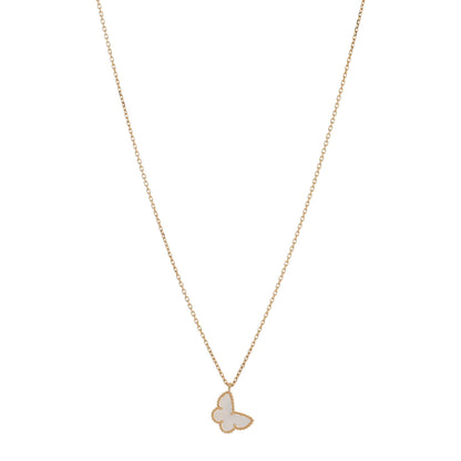 Van Cleef & Arpels 18K Yellow Gold Mother of Pearl Sweet Alhambra Butterfly Pendant Necklace 1 of 4
