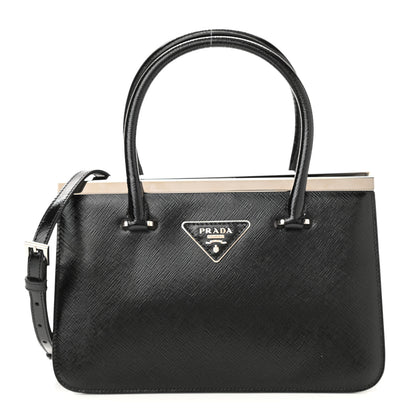 Prada Saffiano Vernice Top Handle Bag Black 1 of 7