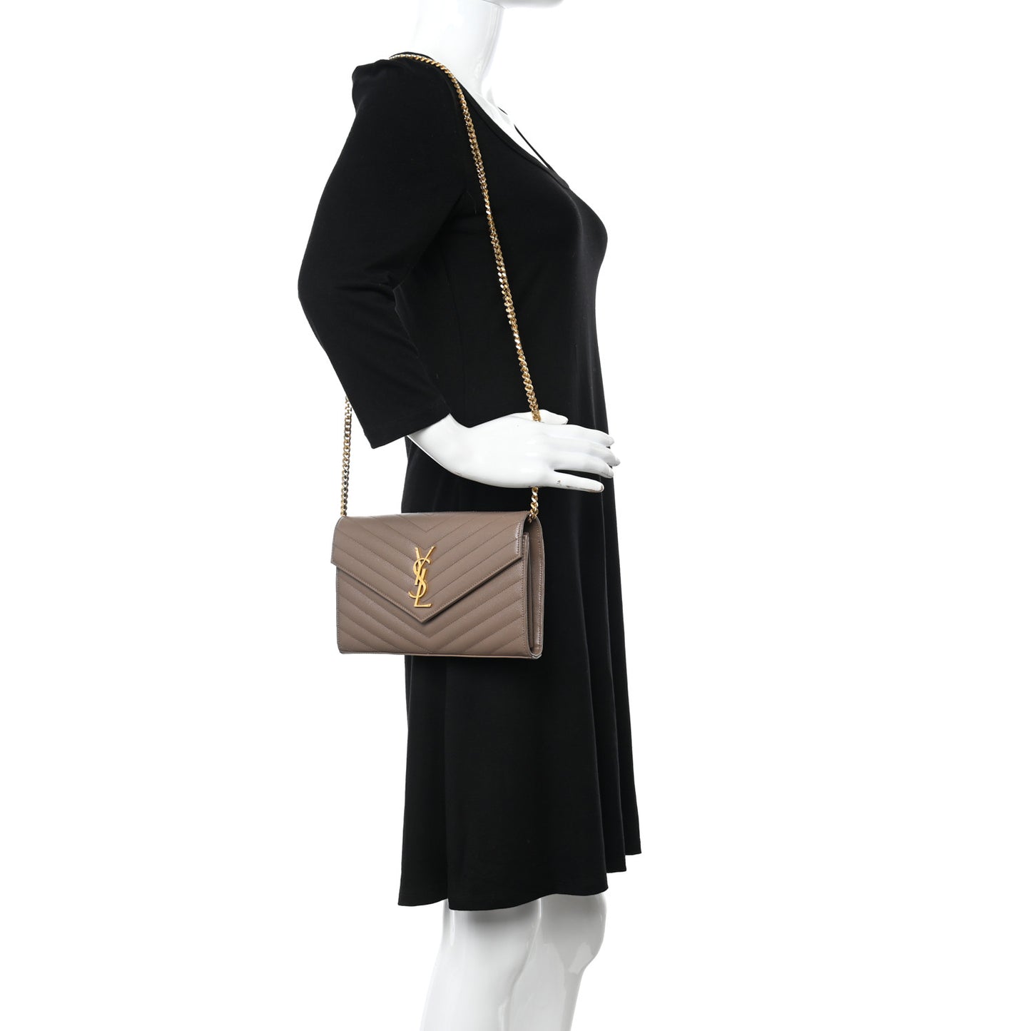 Grain De Poudre Matelasse Chevron Monogram Chain Wallet Fard