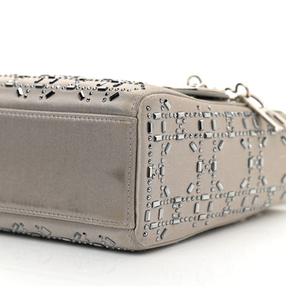 Christian Dior Satin Crystal Cannage Mini Lady Dior Gray 10 of 11