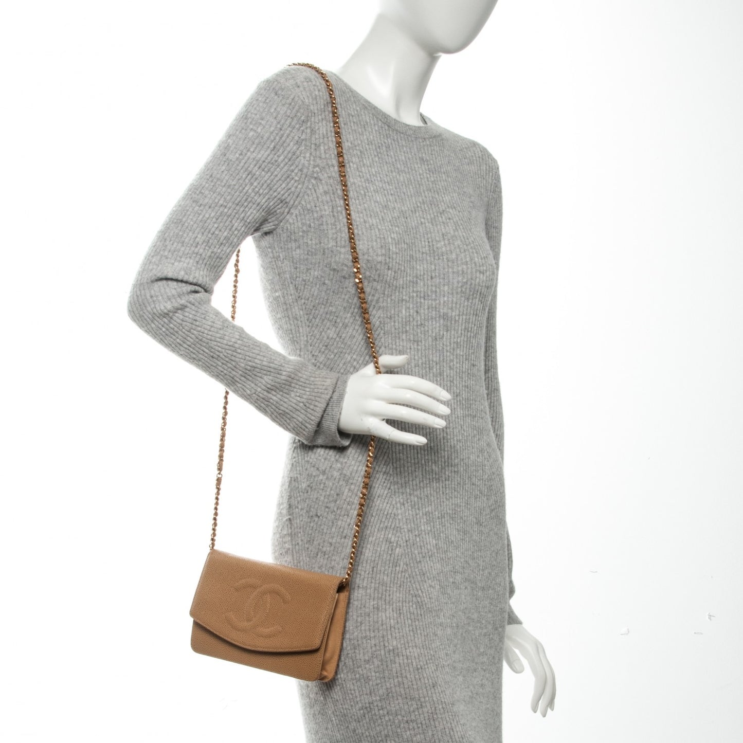 Caviar Timeless CC Wallet On Chain WOC Beige