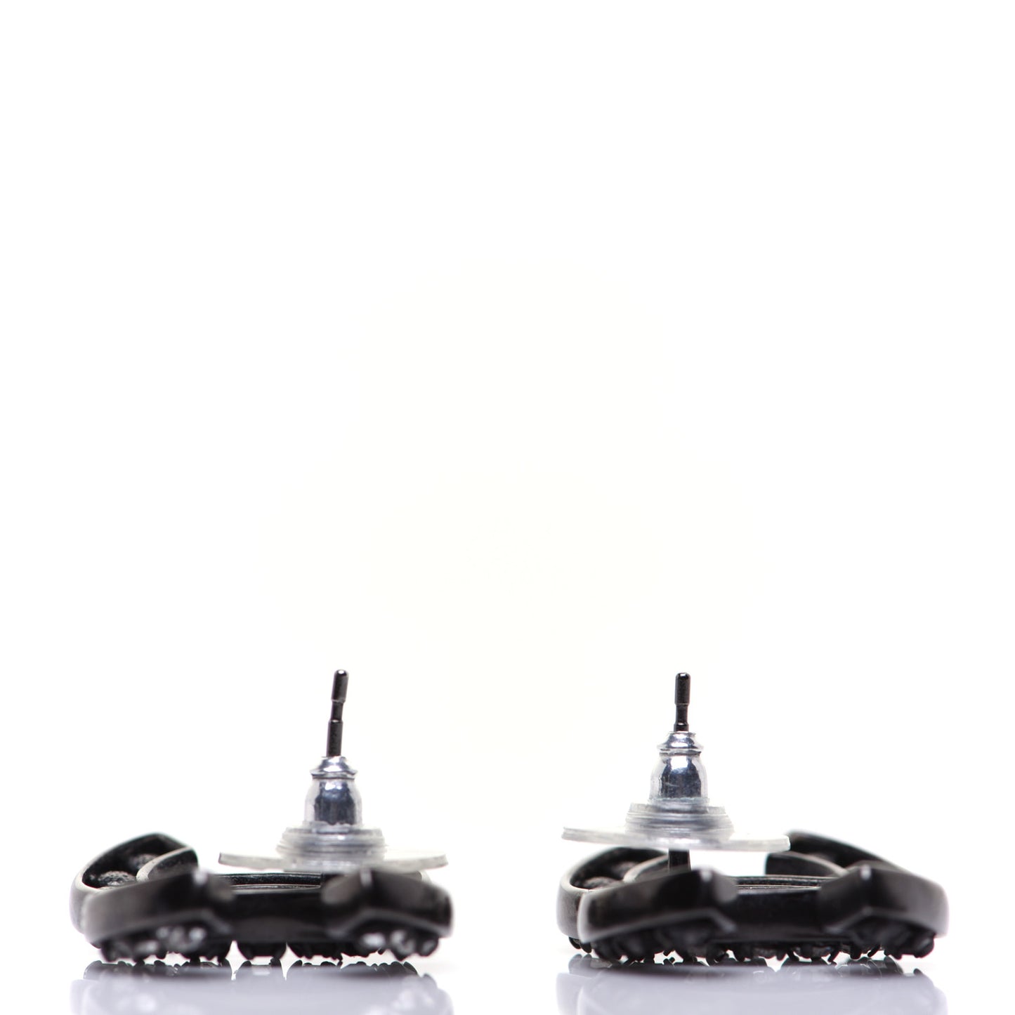 Crystal CC Earrings Black Silver