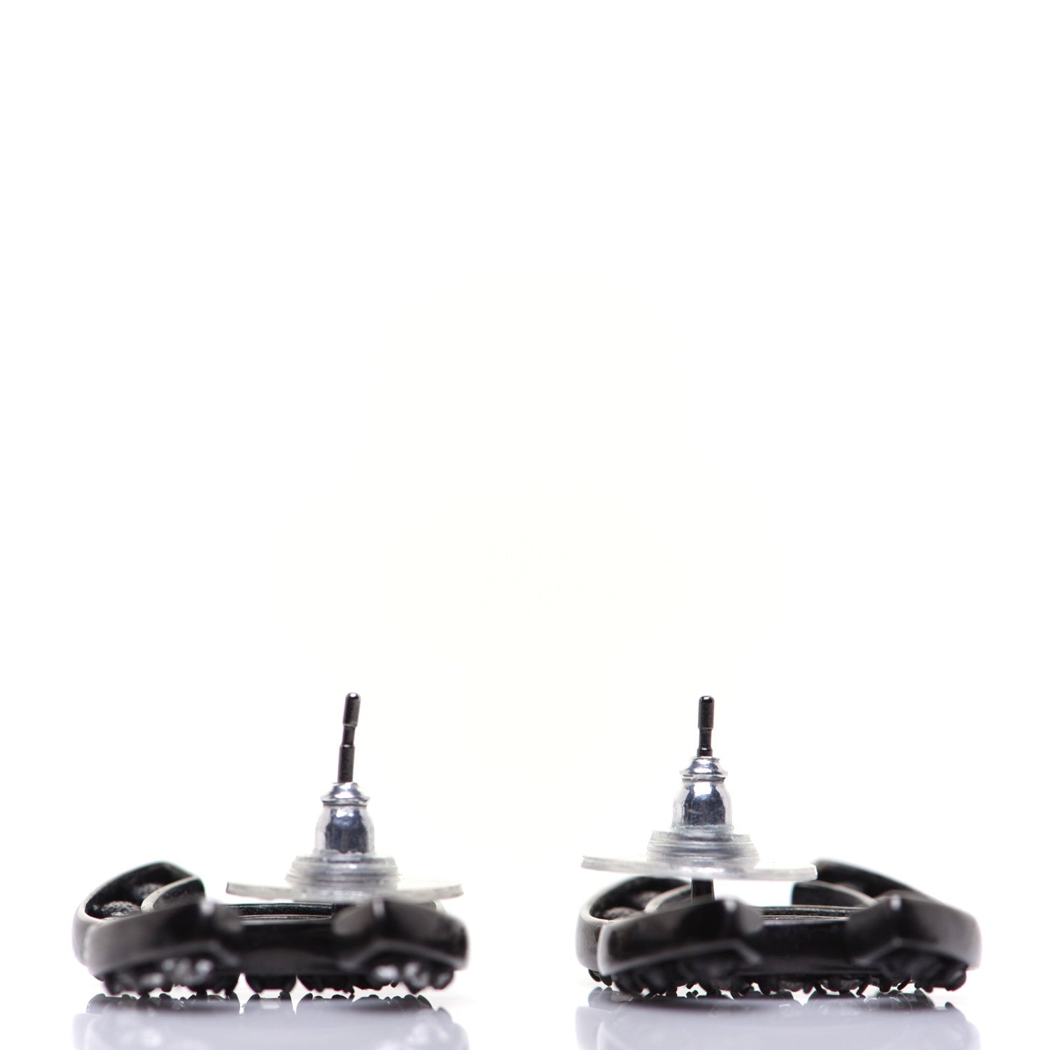 Chanel Crystal CC Earrings Black Silver 6 of 7